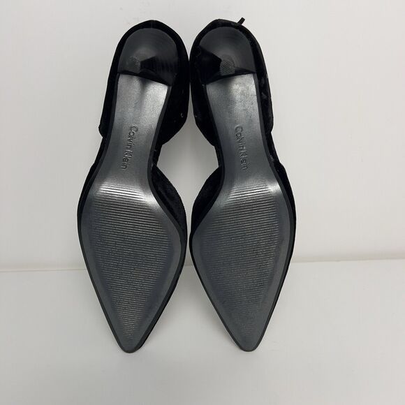 Calvin Klein Black Velvet Hermione Pointed Toe Heels BLACK WOMEN Size 9 - Picture 6 of 8